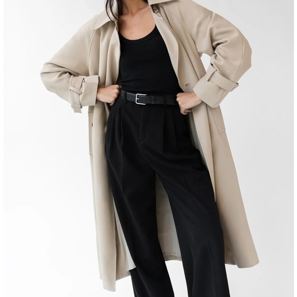 OAK + FORT Beige Oversized Trench Coat - Picture 2 of 6